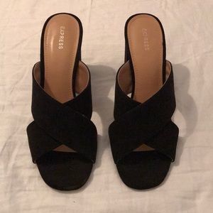 Express Black Crisscross Heeled Mules